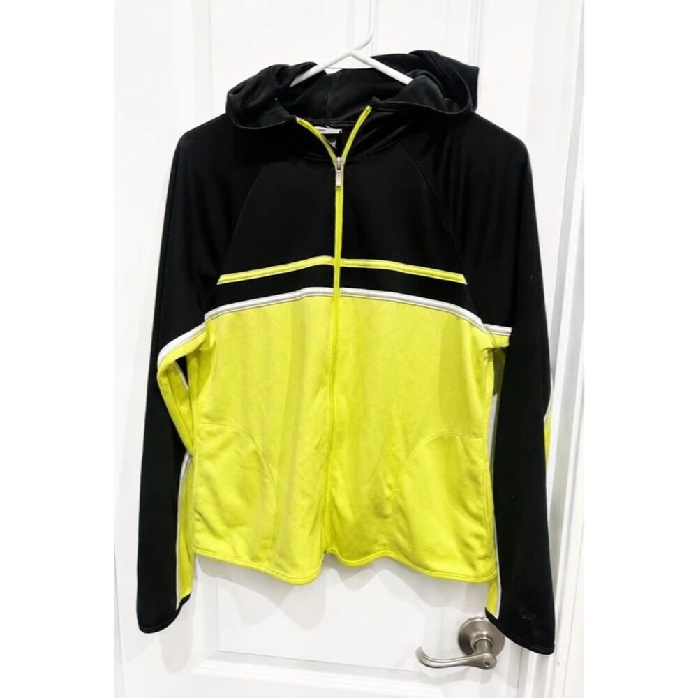Champion Women’s Medium Black Neon Yellow Full Zip Performance Hoodie Jacket